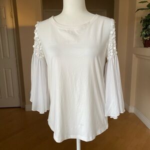 White Ruffled Bell Sleeve Blouse
